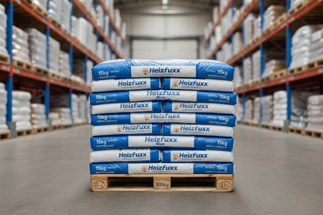 Heizfuxx Holzpellets Blue 15kg x 20 Sack 300kg Palette